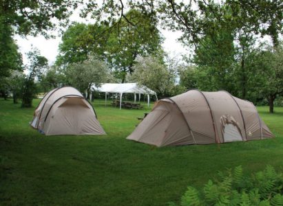 Boomgaard voor tenten Boomgaard met tenten